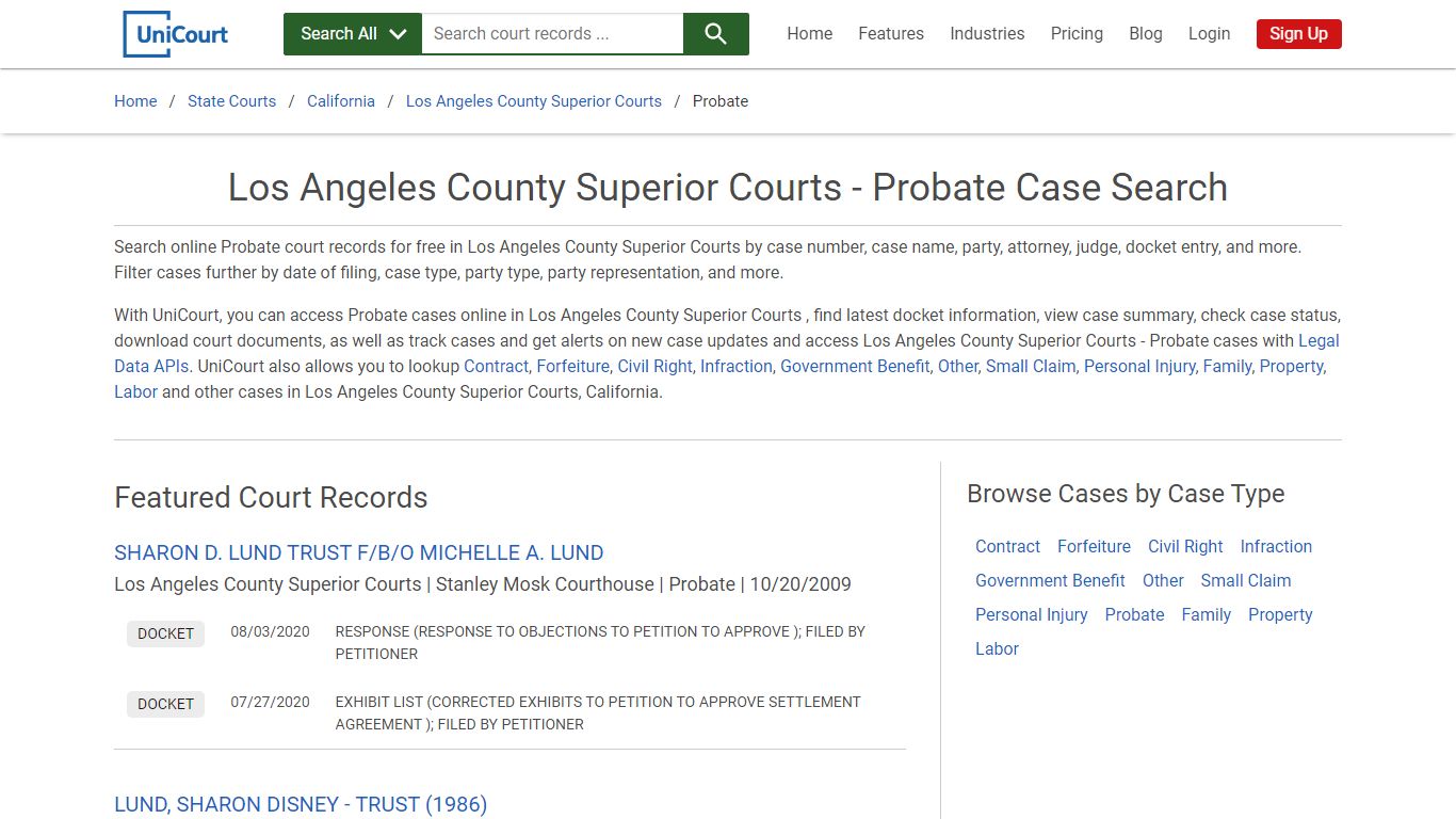 Los Angeles County Superior Courts - Probate Case Search